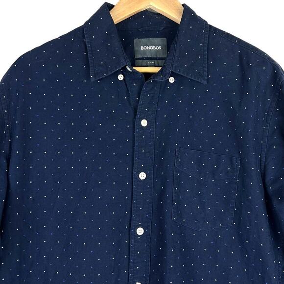 Bonobos Other - Bonobos Button Up Blue/White Dots Slim Fit Smart Cotton Men's Shirt Large